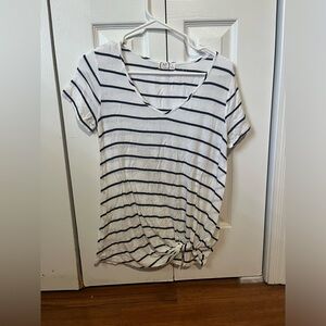 Maurices Black and White Striped V-Neck Tee